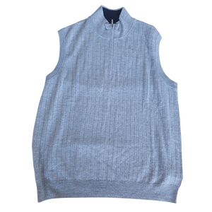 Brooks Brothers Extra Fine Merino Wool 1/4 Zip Sweater Vest Gray Men’s XL